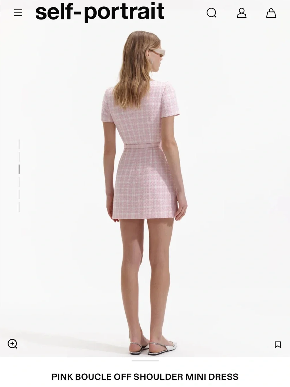 Self-Portrait Pink Bouclé Off-Shoulder Mini Dress